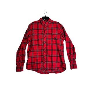 Metal Mulisha Red Plaid Button Up L/S Flannel Shirt Men’s Medium